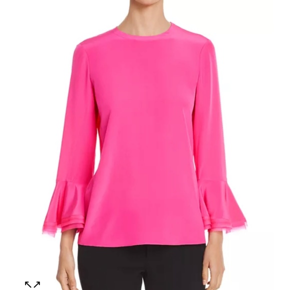Tory Burch Gabby Tiered Flutter Sleeve Blouse in Crazy Pink NWT - Picture 1 of 5